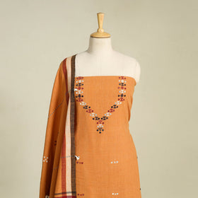 Orange - handloom kala cotton 3pc kutch bhujodi unstitched