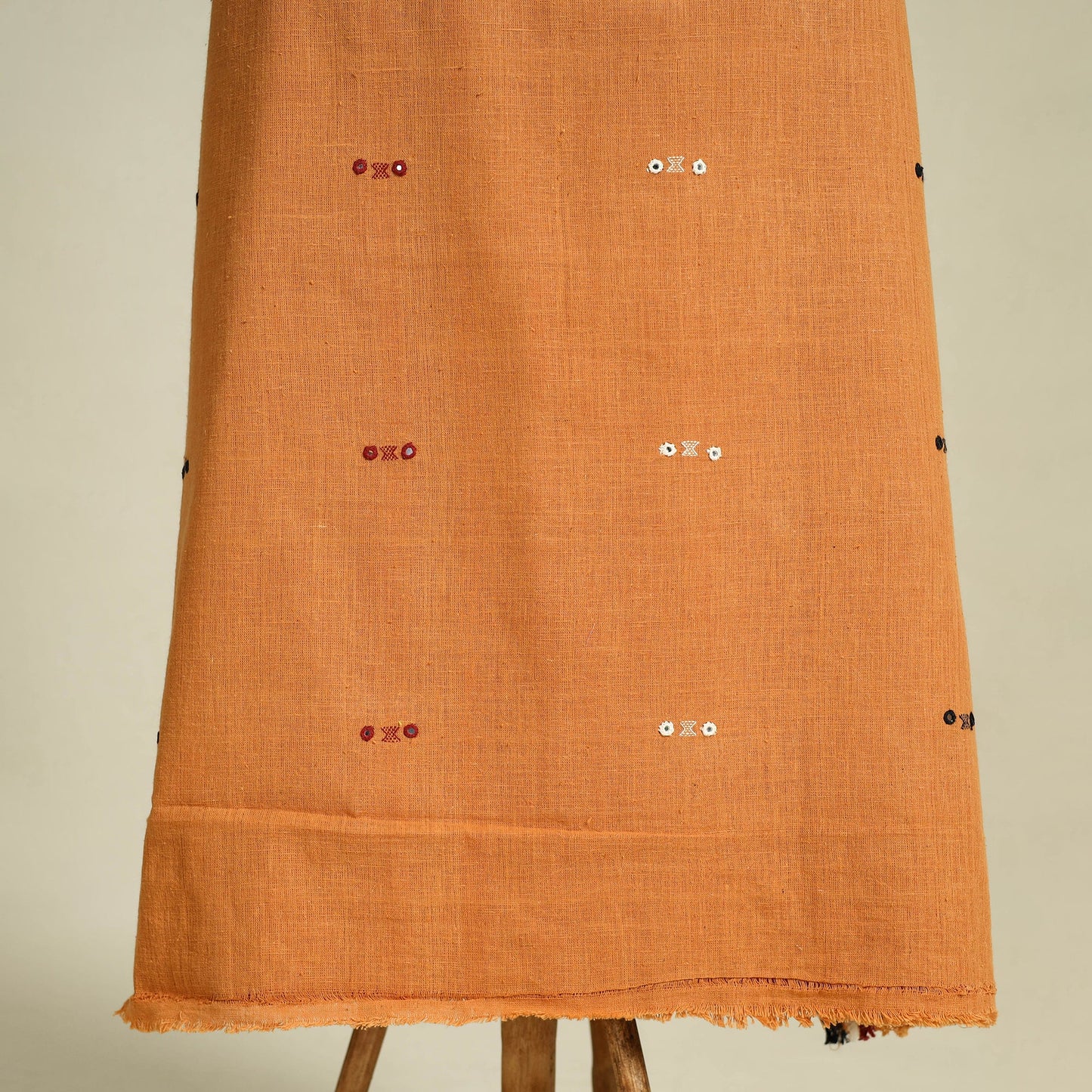 Orange - handloom kala cotton 3pc kutch bhujodi unstitched