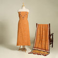 Orange - handloom kala cotton 3pc kutch bhujodi unstitched