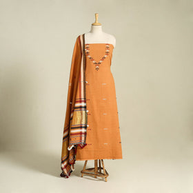 Orange - handloom kala cotton 3pc kutch bhujodi unstitched