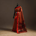 Orange - handloom maheshwari saree with resham zari border