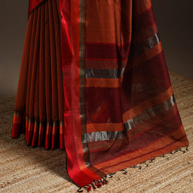 Orange - handloom maheshwari saree with resham zari border