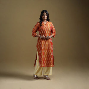 Handloom mercerised cotton pochampally ikat 2pc kurta set