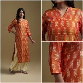 Handloom mercerised cotton pochampally ikat 2pc kurta set