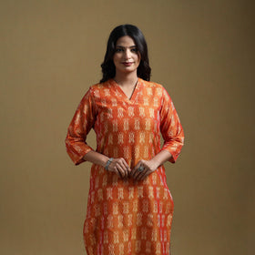 Handloom mercerised cotton pochampally ikat 2pc kurta set