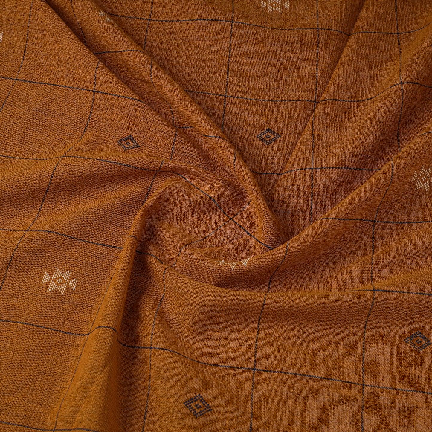 Orange - handloom organic buti kala cotton fabric 03