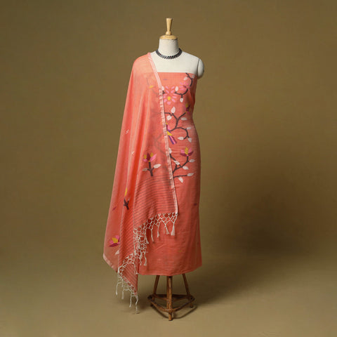 Handloom phulia jamdani mercerised cotton 2pc unstitched