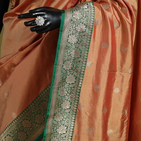 Orange - handloom pure katan silk kaduwa zari buti banarasi