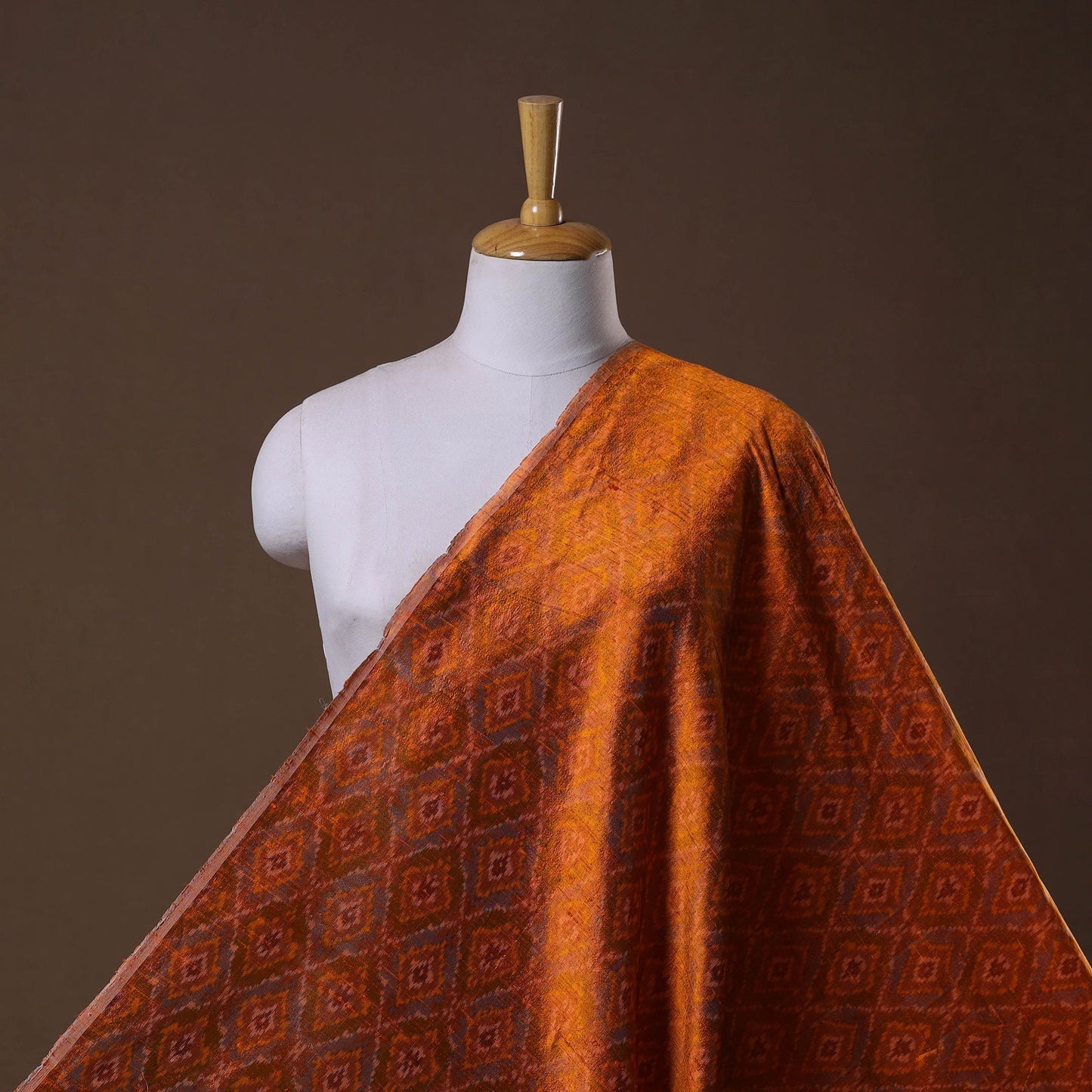 Handloom raw silk pochampally ikat fabric 02 - handcrafted