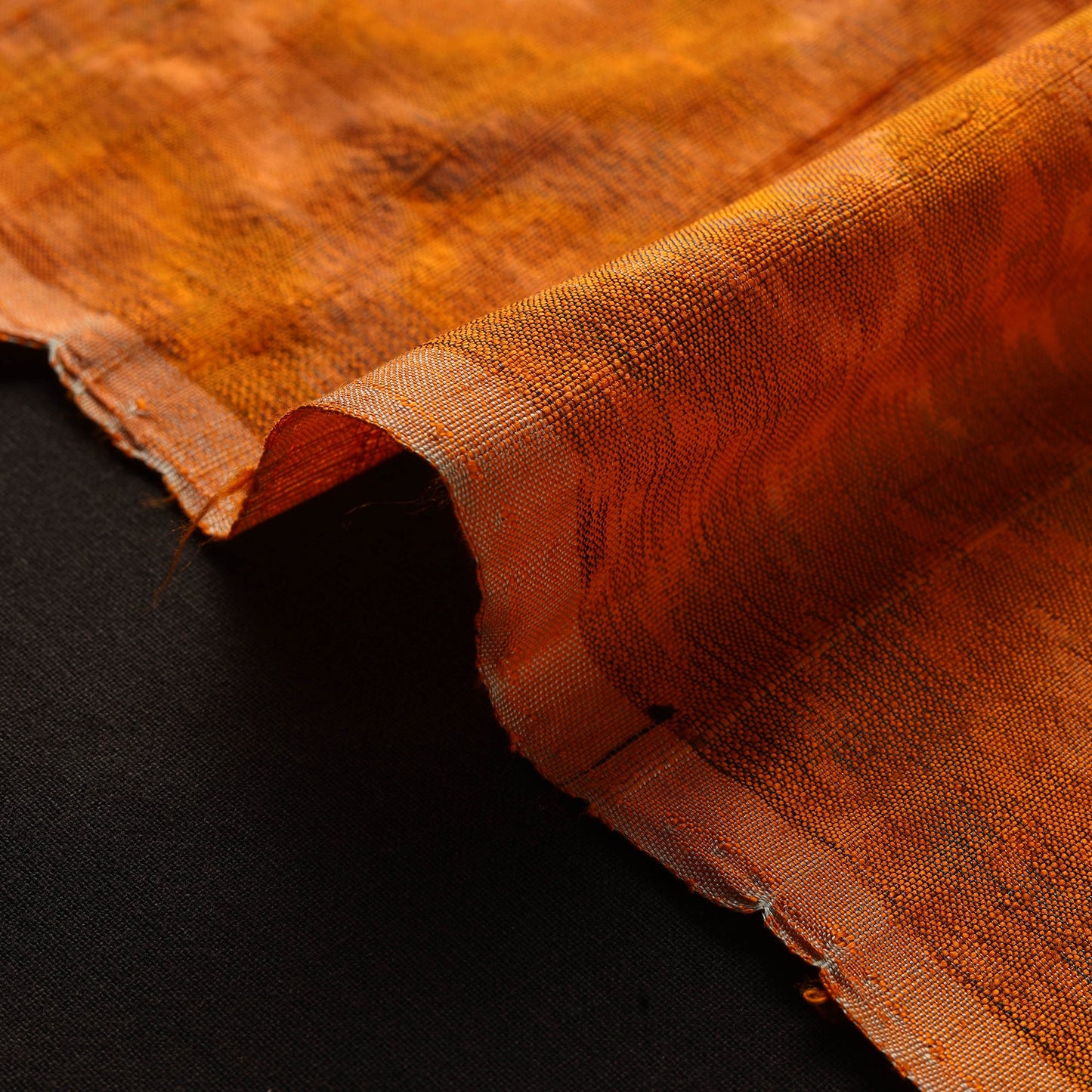 Orange - handloom raw silk pochampally ikat fabric 08