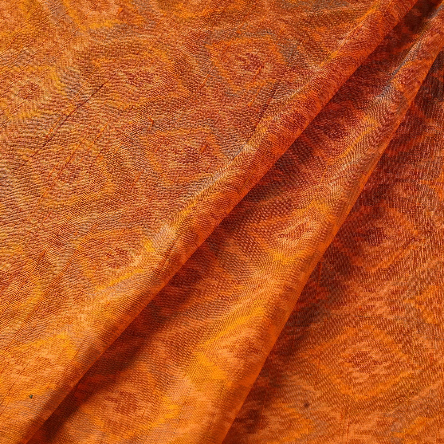Orange - handloom raw silk pochampally ikat fabric 08