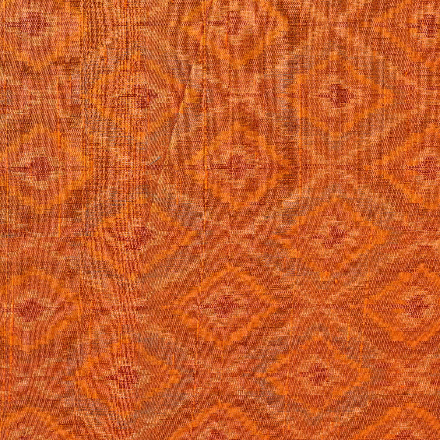 Orange - handloom raw silk pochampally ikat fabric 08