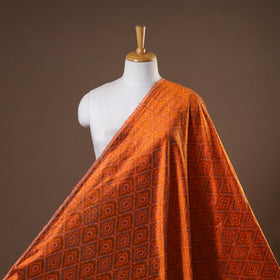Orange - handloom raw silk pochampally ikat fabric 08