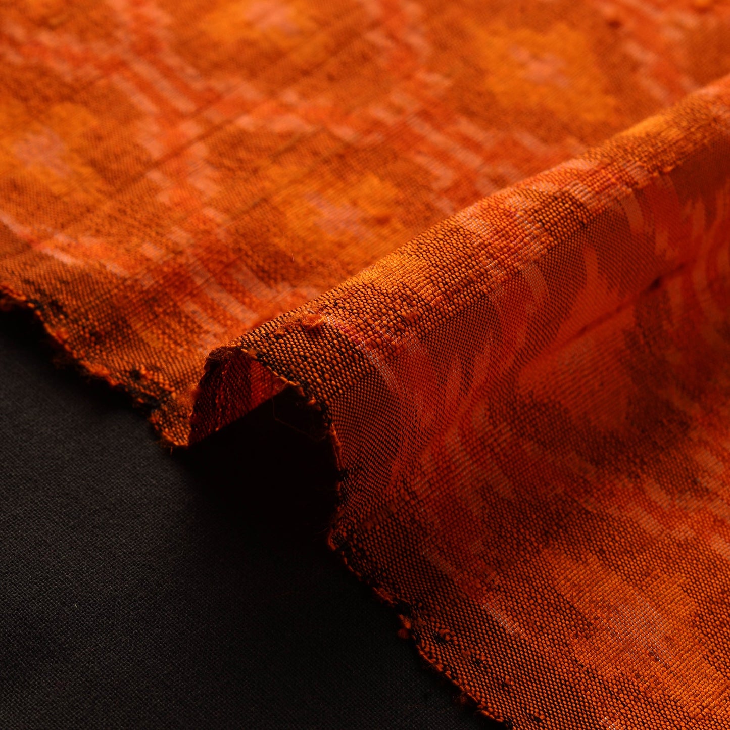 Orange - handloom raw silk pochampally ikat fabric 10