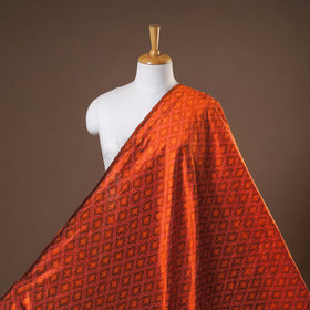 Orange - handloom raw silk pochampally ikat fabric 10