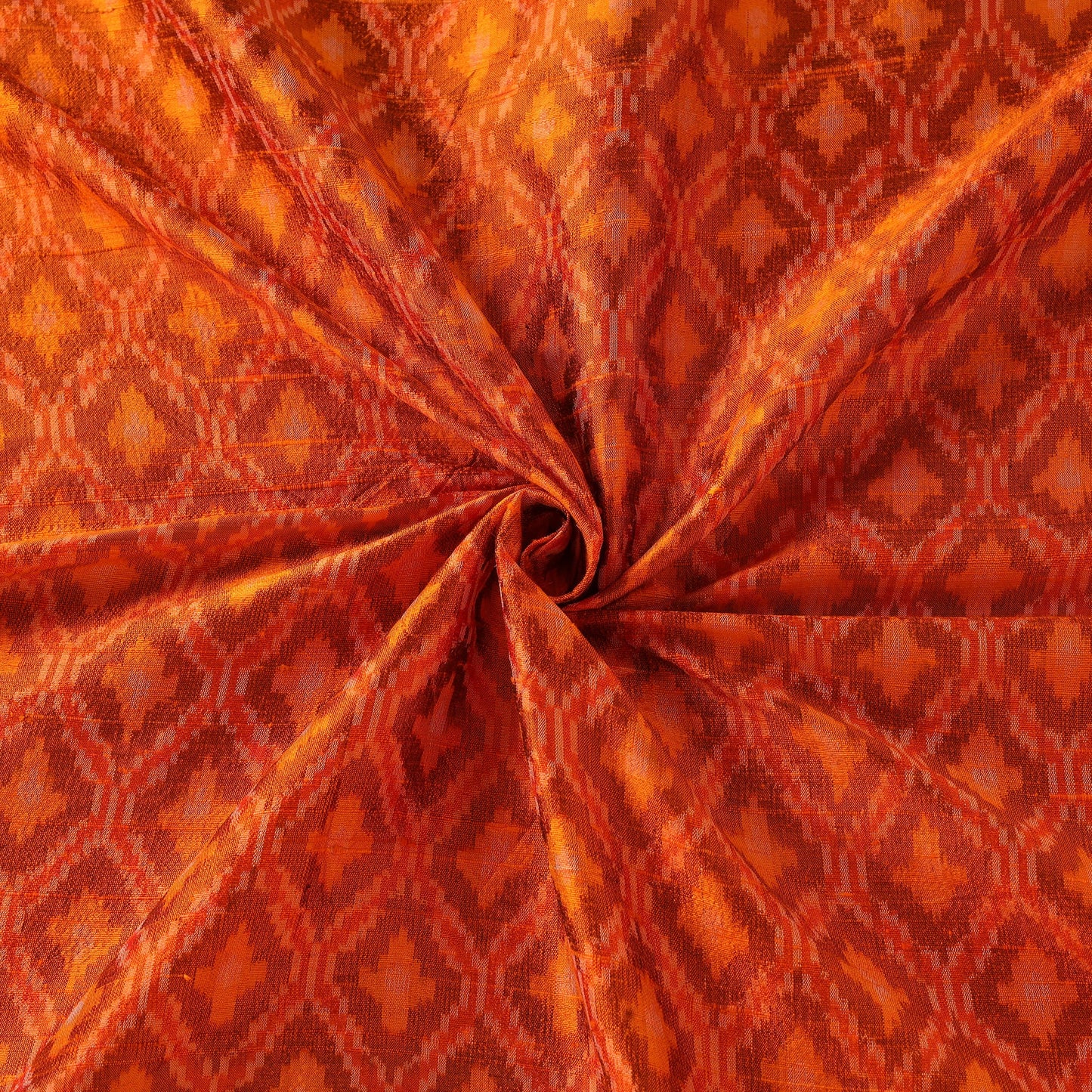 Orange - handloom raw silk pochampally ikat fabric 10