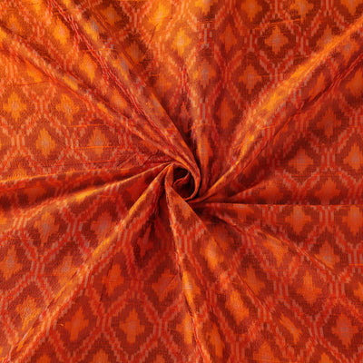 Orange - handloom raw silk pochampally ikat fabric 10
