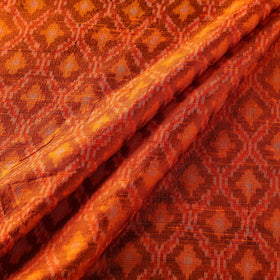 Orange - handloom raw silk pochampally ikat fabric 10