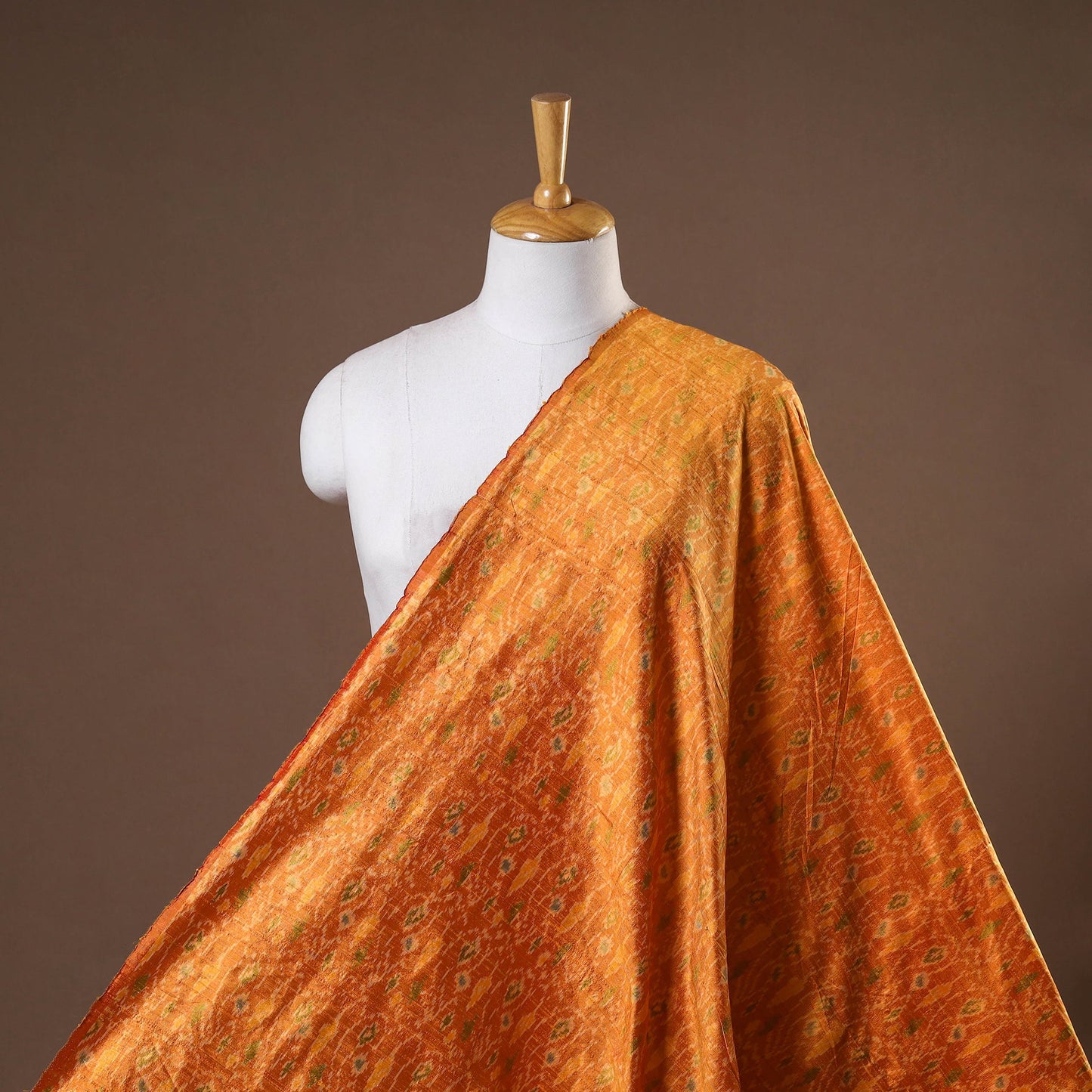 Orange - handloom raw silk pochampally ikat fabric 12