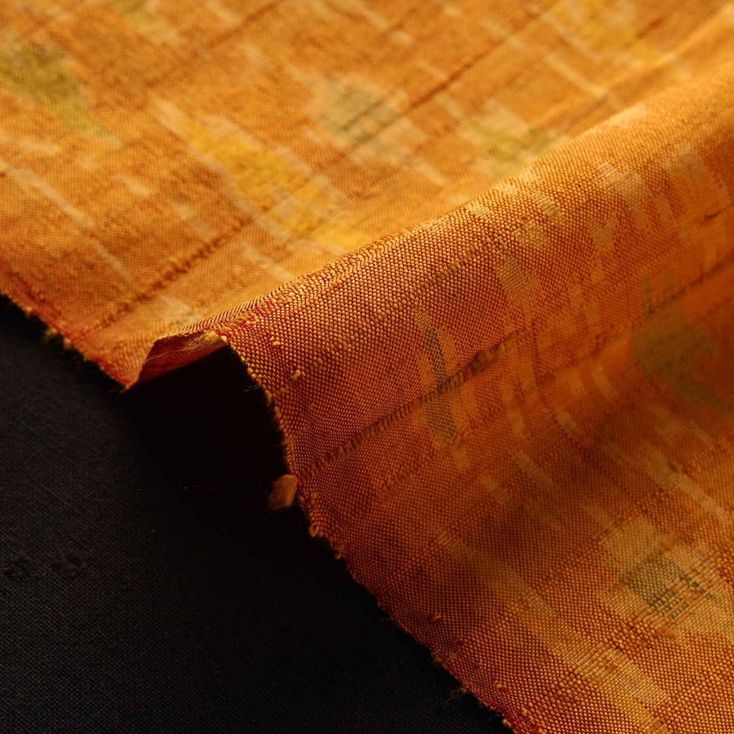 Orange - handloom raw silk pochampally ikat fabric 12