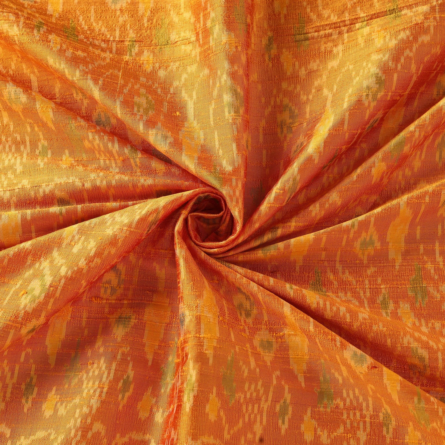Orange - handloom raw silk pochampally ikat fabric 12
