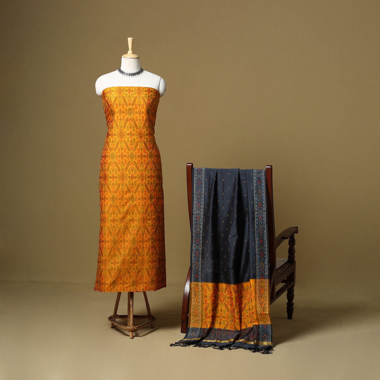 Handloom sico pochampally ikat 2pc unstitched dress