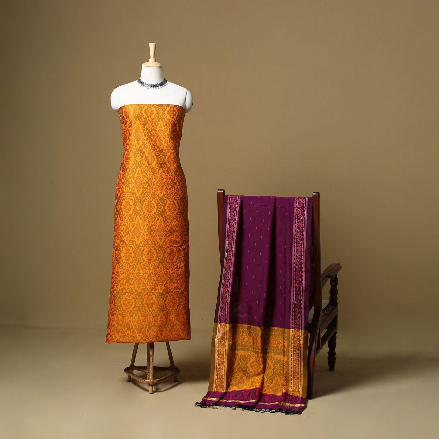 Handloom sico pochampally ikat 2pc unstitched dress