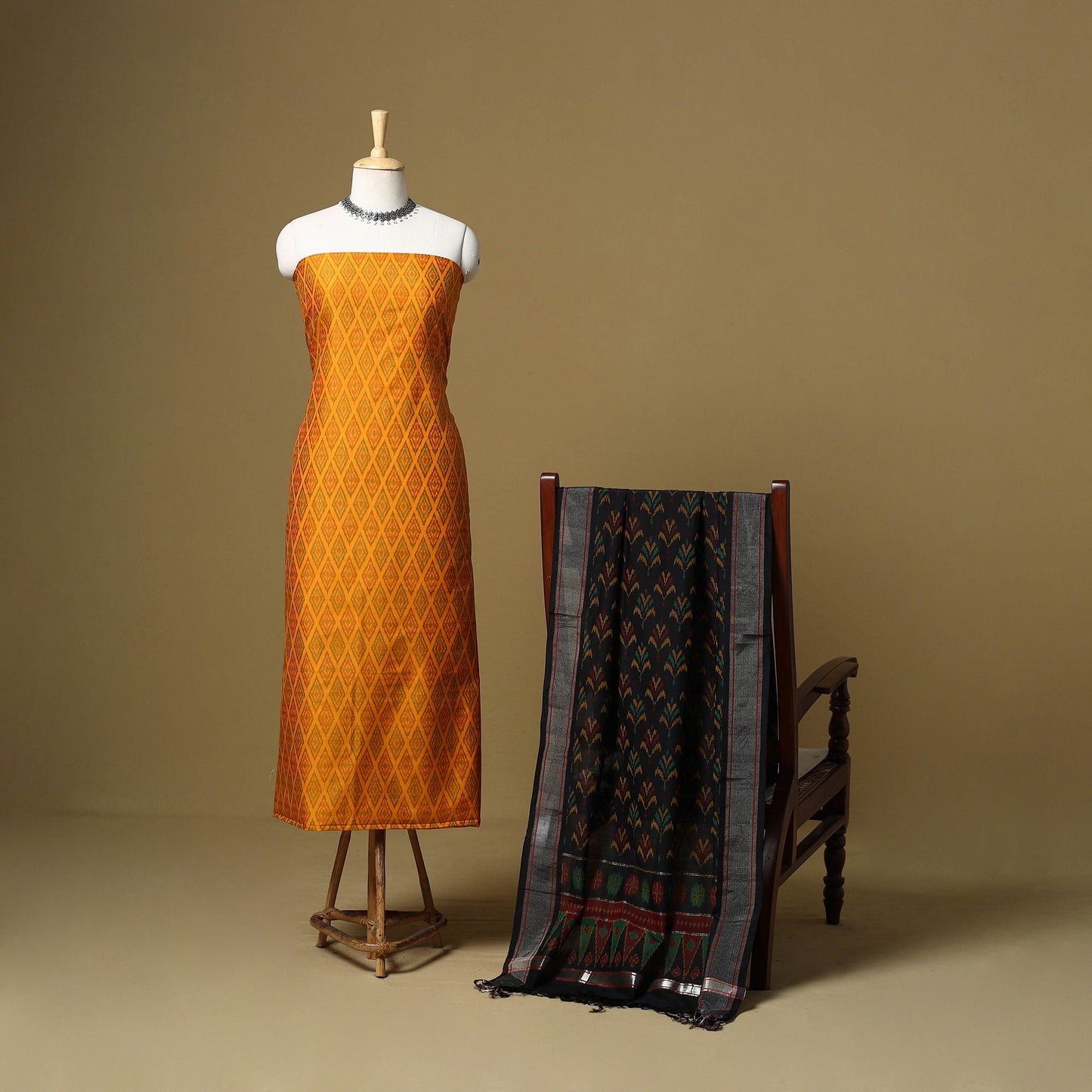 Handloom sico pochampally ikat 2pc unstitched dress