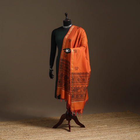 Handloom silk cotton handpainted madhubani dupatta 04