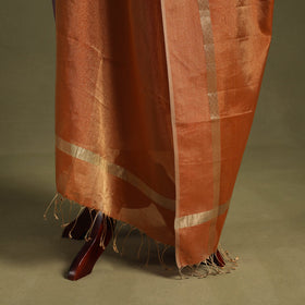 Orange - handloom silk cotton heavy tissue gold zari