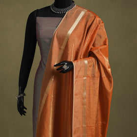 Orange - handloom silk cotton heavy tissue gold zari