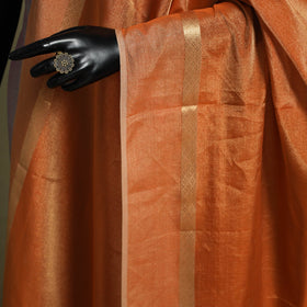 Orange - handloom silk cotton heavy tissue gold zari