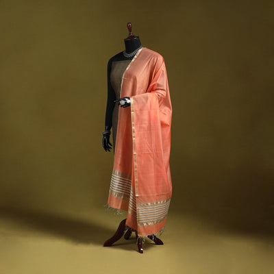 Handloom silk cotton maheshwari dupatta with zari border 04