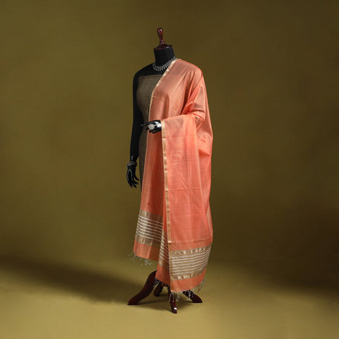 Handloom silk cotton maheshwari dupatta with zari border 04