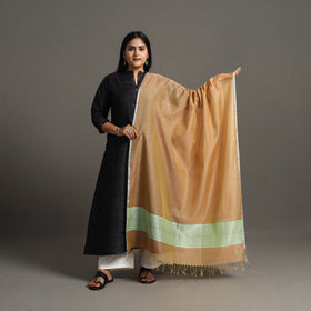 Orange - handloom silk cotton zari border maheshwari