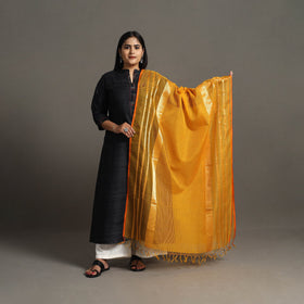 Orange - handloom silk cotton zari work maheshwari dupatta