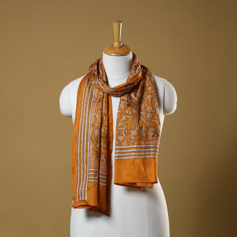 Orange - handloom tussar silk bengal kantha work stole 15