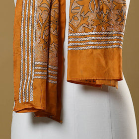 Orange - handloom tussar silk bengal kantha work stole 15