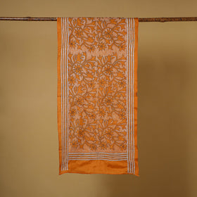 Orange - handloom tussar silk bengal kantha work stole 15