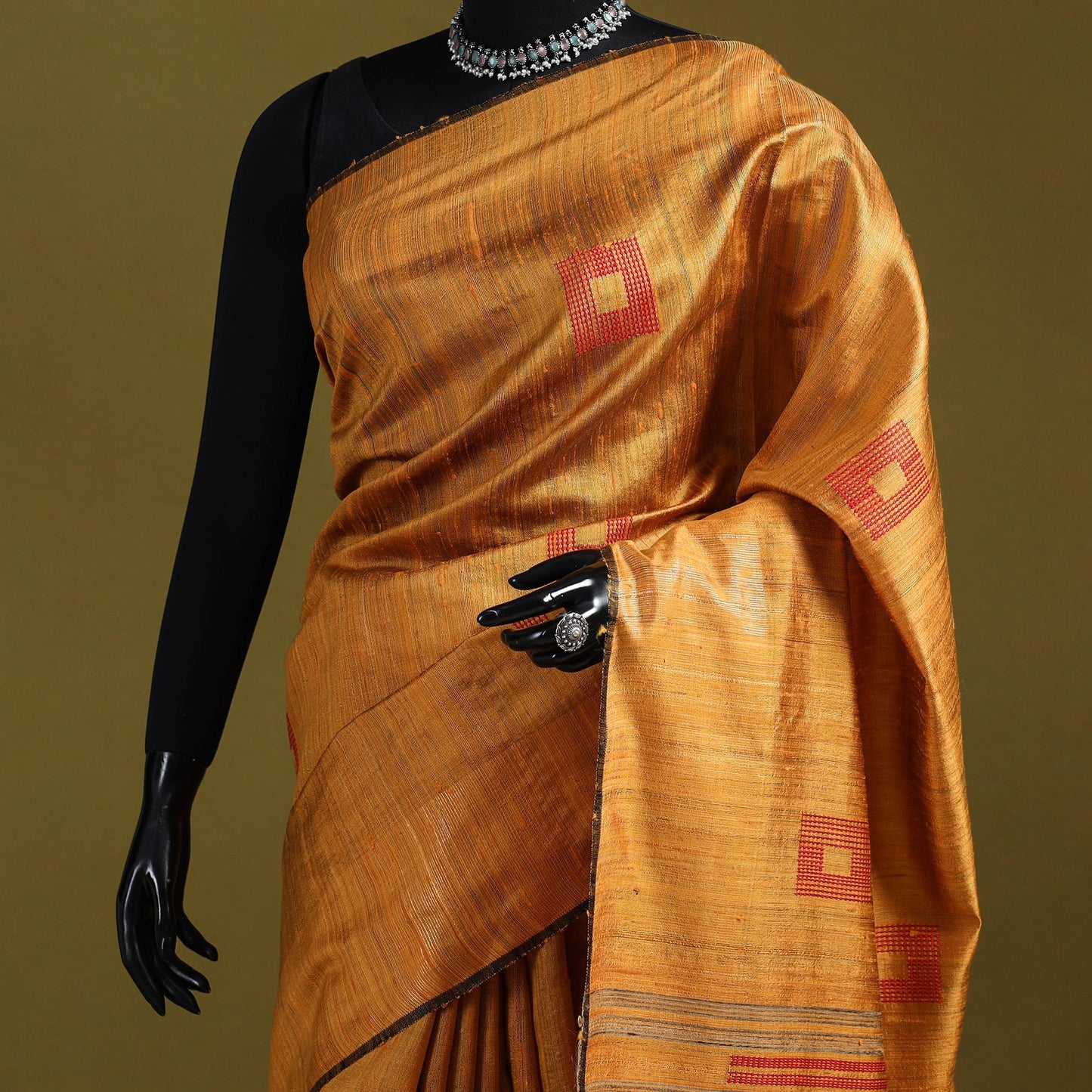 Handloom tussar silk zari border bhagalpuri saree 12