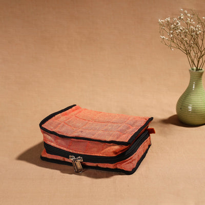 Orange Handmade 4 Pockets Cotton Jewellery Bag