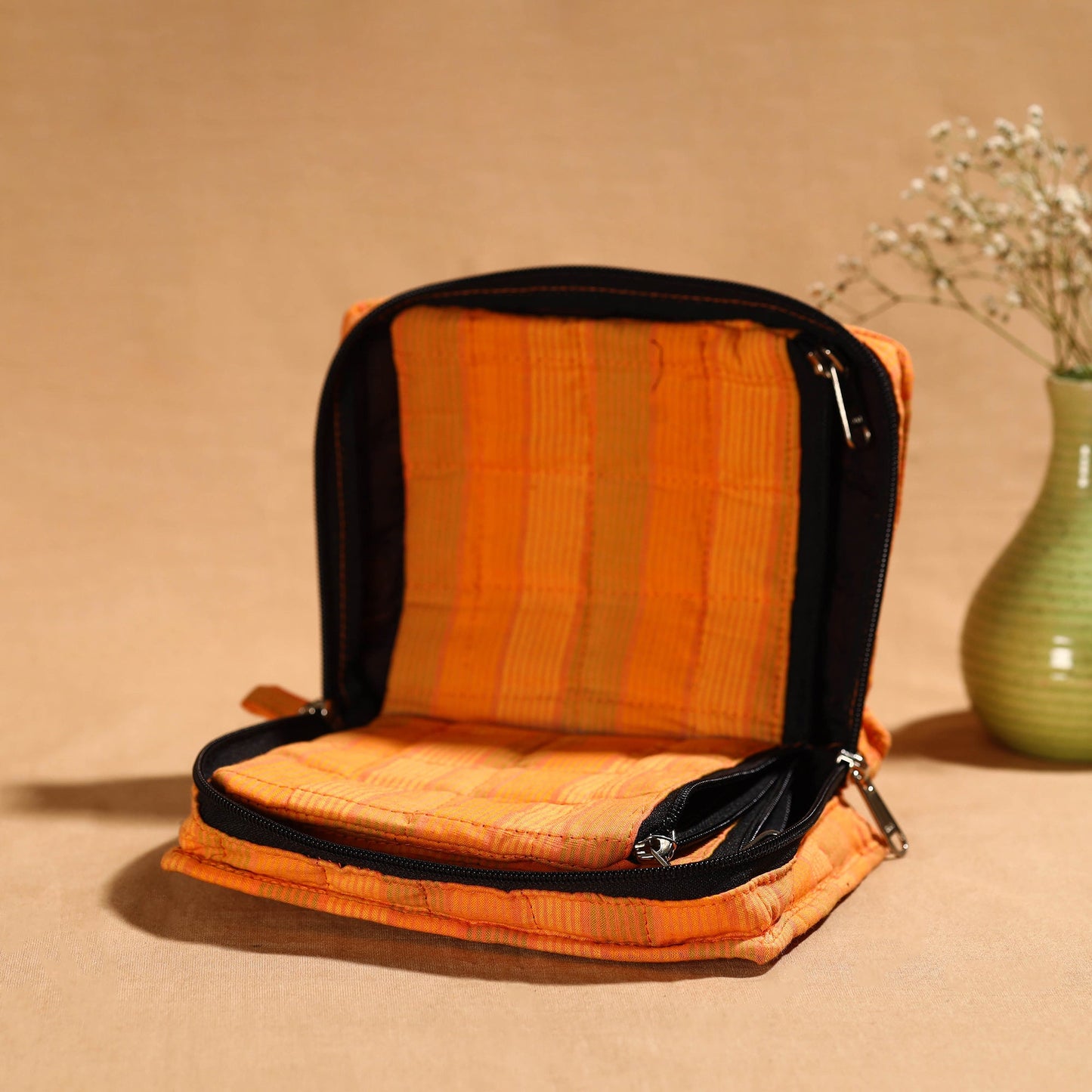 Orange Multipurpose Jewellery Bag with 4 Storage Pockets