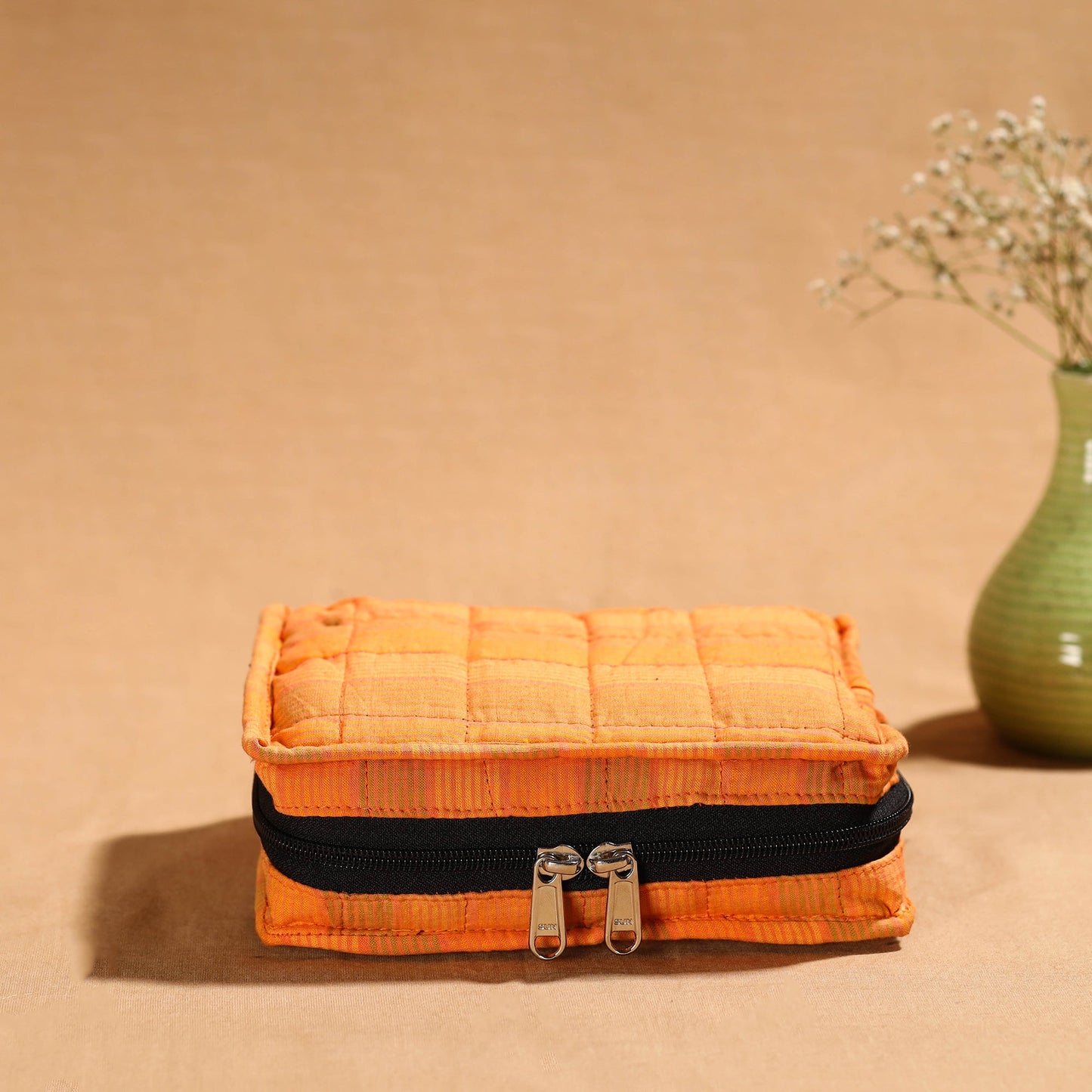 Orange Multipurpose Jewellery Bag with 4 Storage Pockets