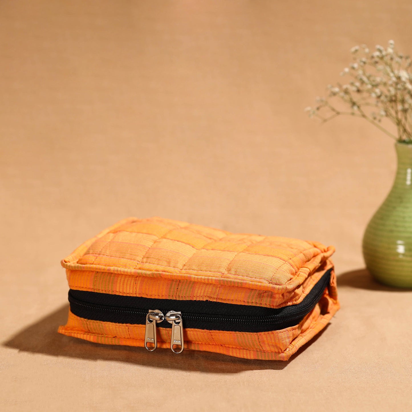 Orange Multipurpose Jewellery Bag with 4 Storage Pockets