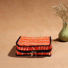 Orange Handmade 4 Pockets Cotton Jewellery Bag