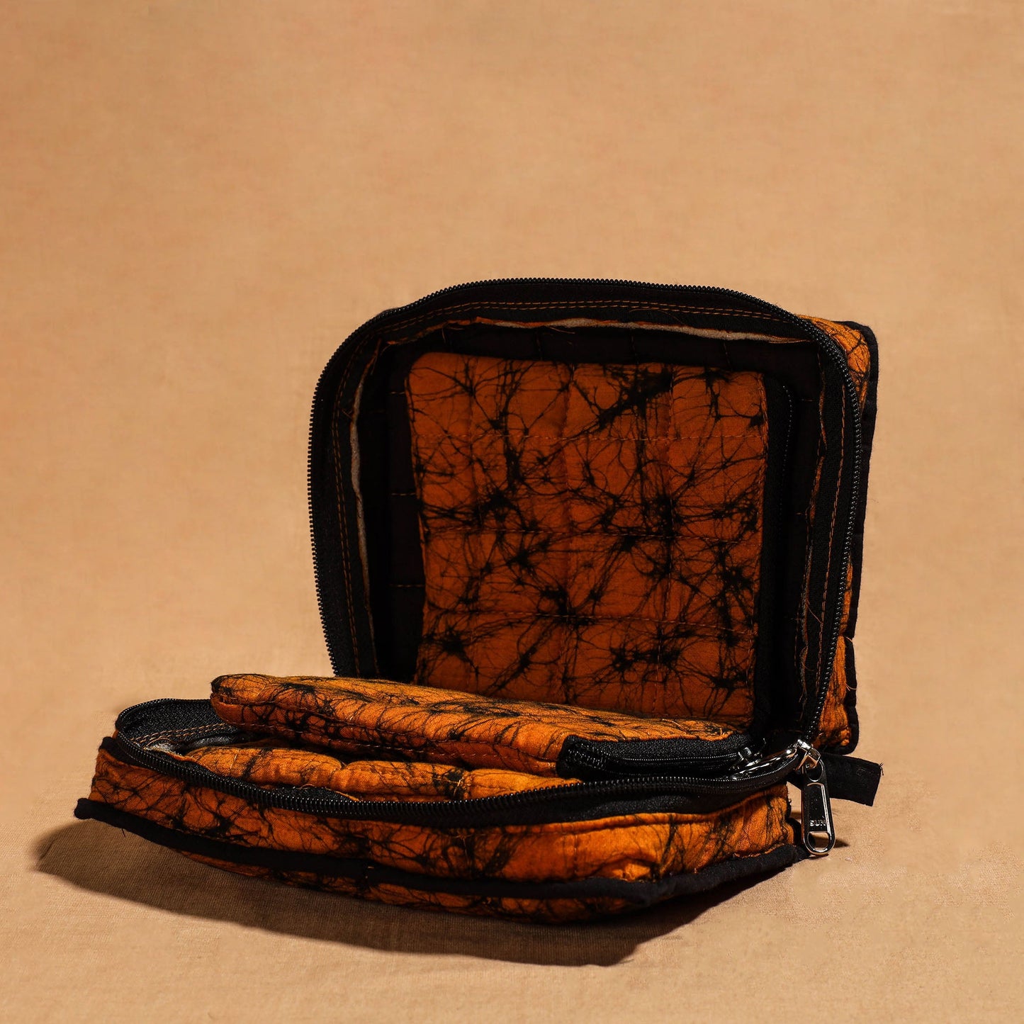 Orange Handmade 4 Pockets Cotton Jewelry Bag