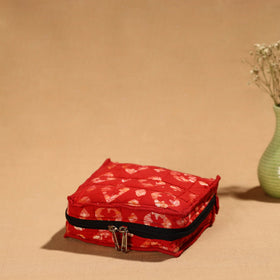 Orange Handmade Cotton Jewelry Bag - 4 Pockets 