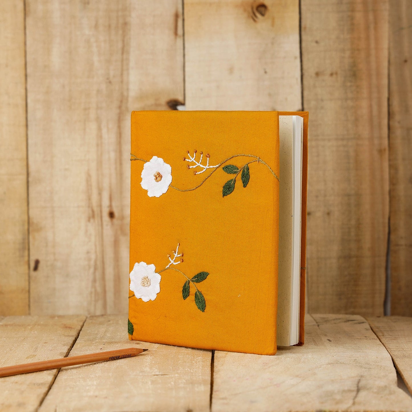 Orange Handmade Applique Quilted Notebook Online at iTokri.com