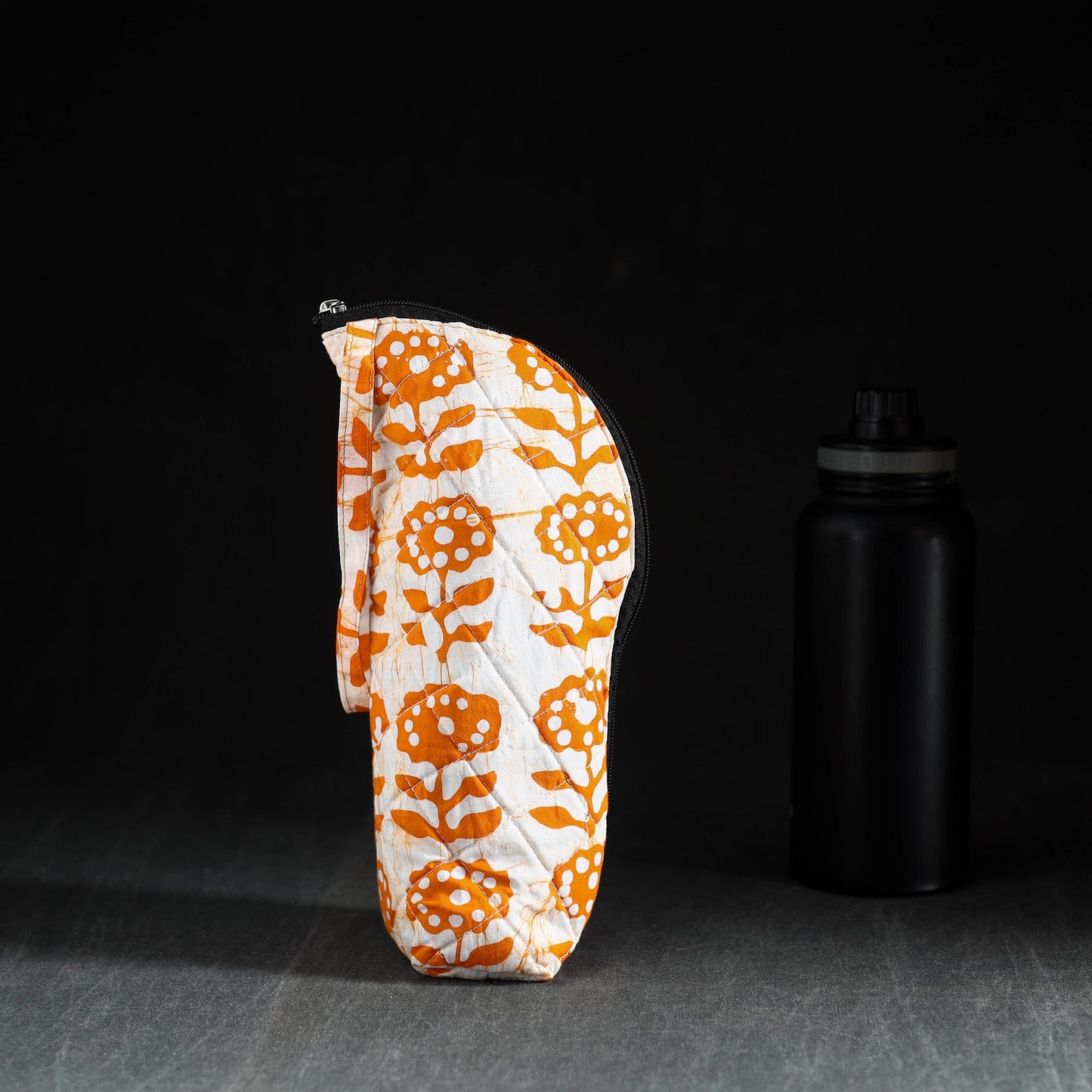Orange Handmade Cotton 1L Water Bottle Cover