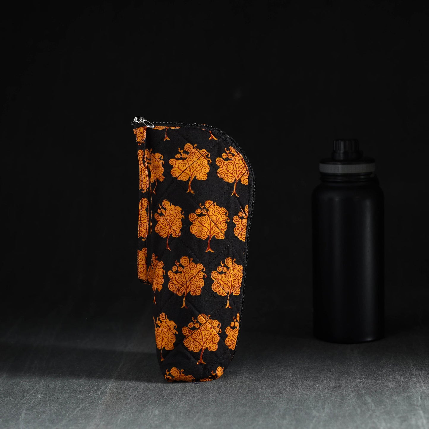 Orange Handmade Cotton 1L Water Bottle Cover